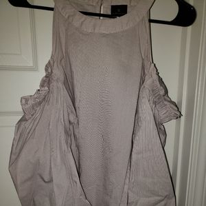 Cold shoulder pin stripe blouse